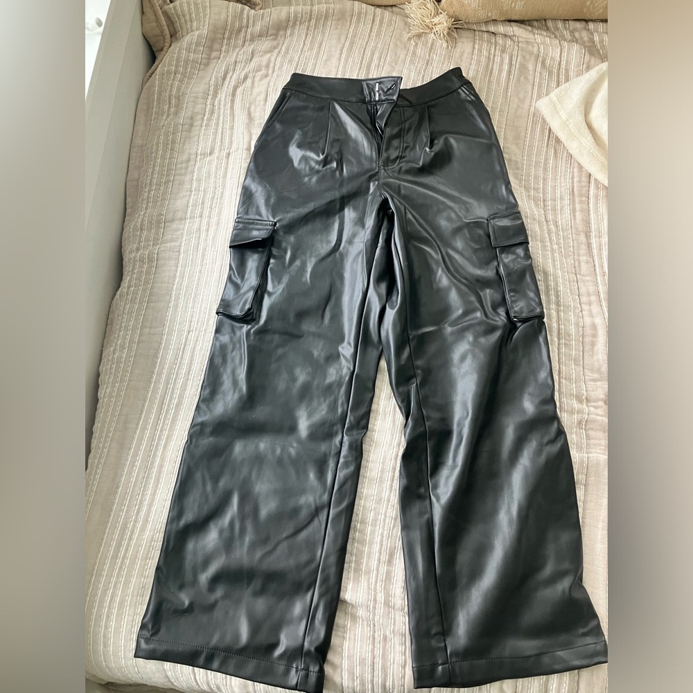 Leather cargo pants